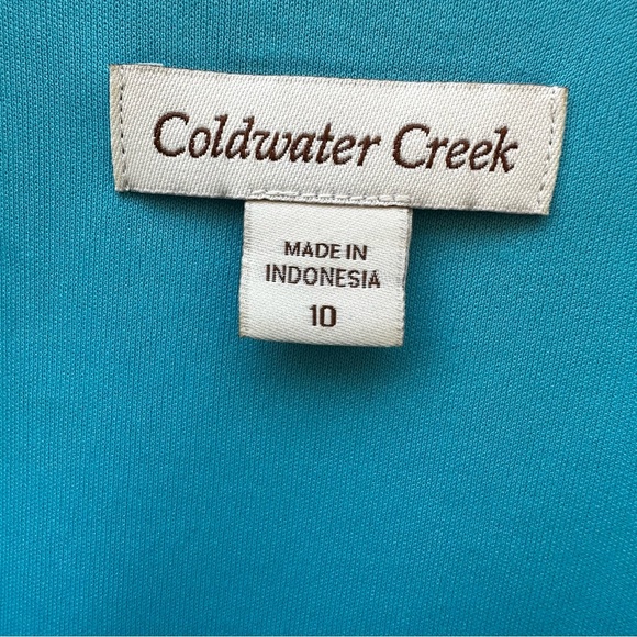 Coldwater Creek Chiffon Textured Maxi Floor Length Teal Event Formal Dress Sz 10 - Picture 10 of 11